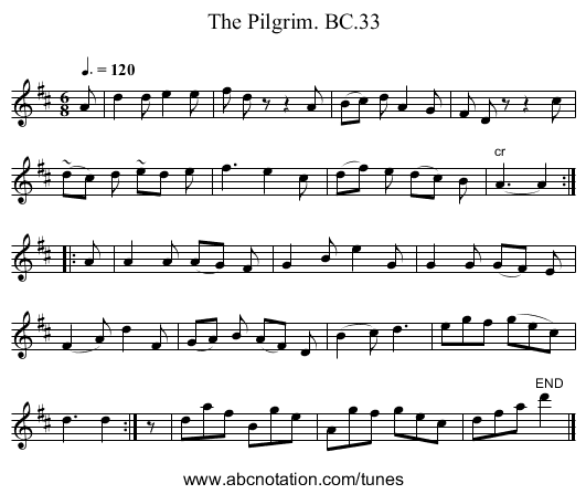 Pilgrim. BC.33, The - staff notation