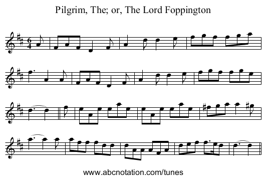 Pilgrim, The; or, The Lord Foppington - staff notation
