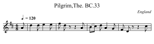 Pilgrim,The. BC.33 - staff notation