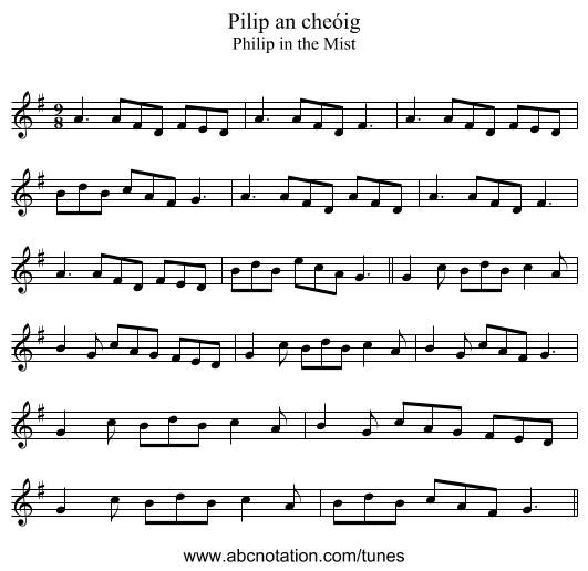 Pilip an cheóig - staff notation