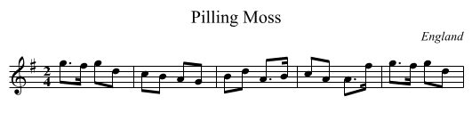 Pilling Moss - staff notation