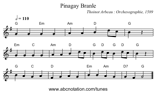 Pinagay Branle - staff notation