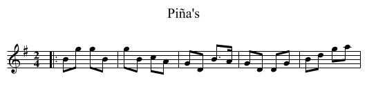 Piña's - staff notation