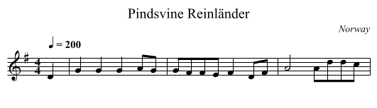 Pindsvine Reinländer - staff notation