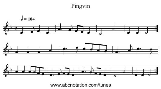 Pingvin - staff notation