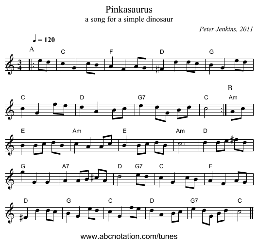 Pinkasaurus - staff notation