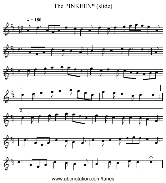 PINKEEN* (slide), The - staff notation