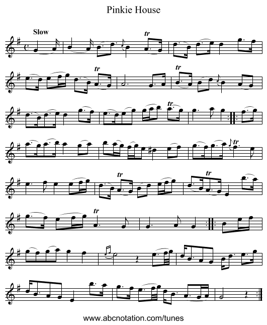 Pinkie House - staff notation