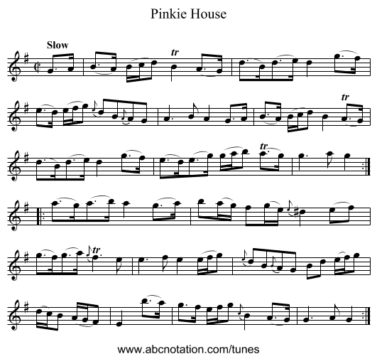 Pinkie House - staff notation