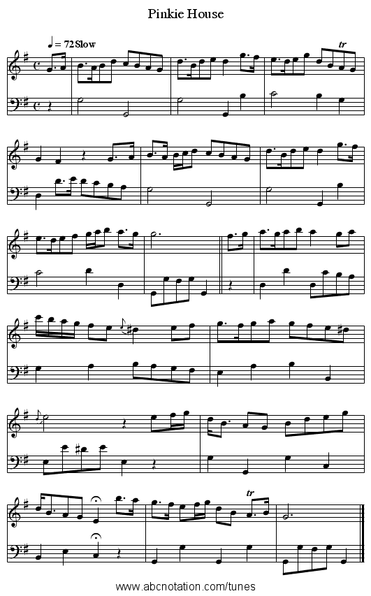 Pinkie House - staff notation