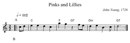 Pinks and Lillies - staff notation