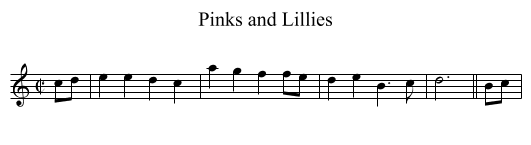 Pinks and Lillies - staff notation