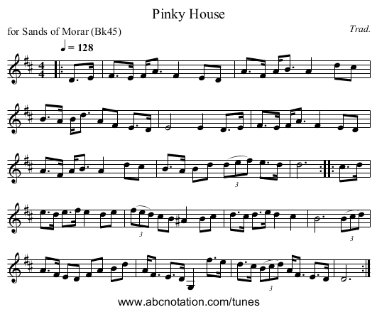 Pinky House - staff notation