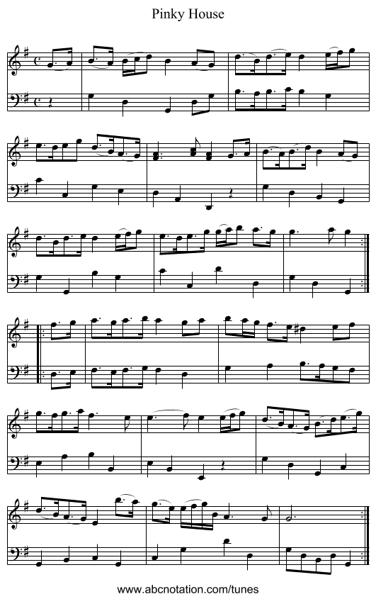 Pinky House - staff notation