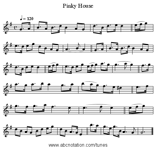Pinky House - staff notation