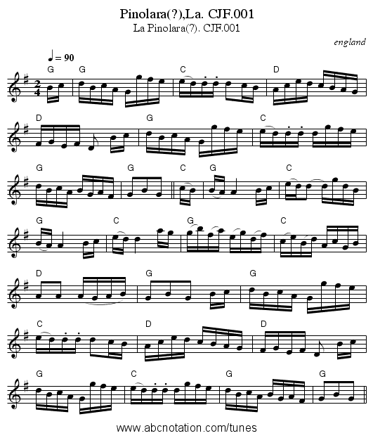 Pinolara(?),La. CJF.001 - staff notation