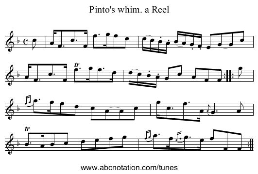 Pinto's whim. a Reel - staff notation