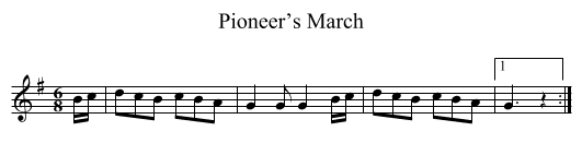 Pioneer’s March - staff notation