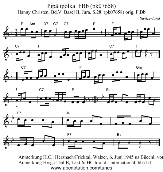 Pipälipolka  FBb (pk07658) - staff notation