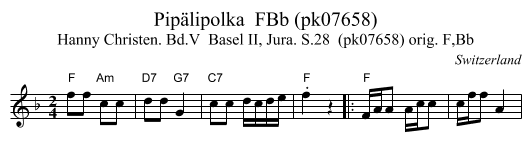 Pipälipolka  FBb (pk07658) - staff notation