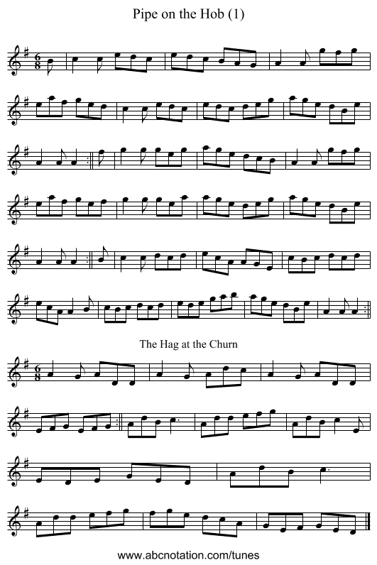 Pipe on the Hob (1) - staff notation