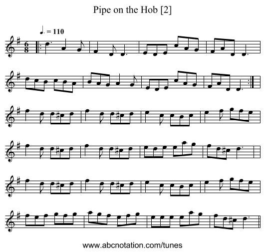 Pipe on the Hob [2] - staff notation