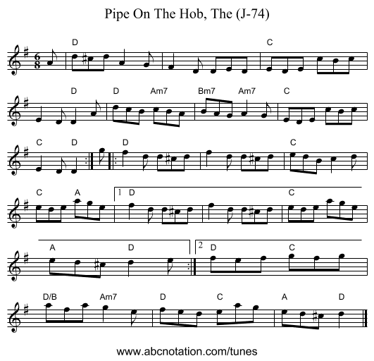 Pipe On The Hob, The (J-74) - staff notation