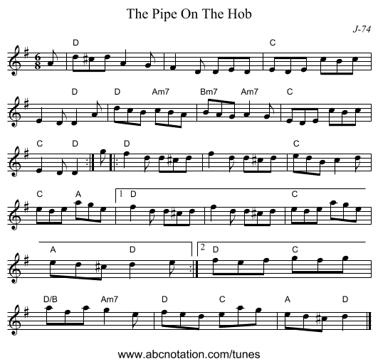 Pipe On The Hob, The - staff notation