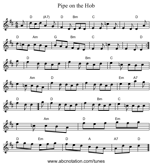 Pipe on the Hob - staff notation