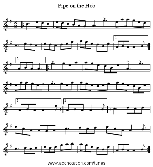 Pipe on the Hob - staff notation