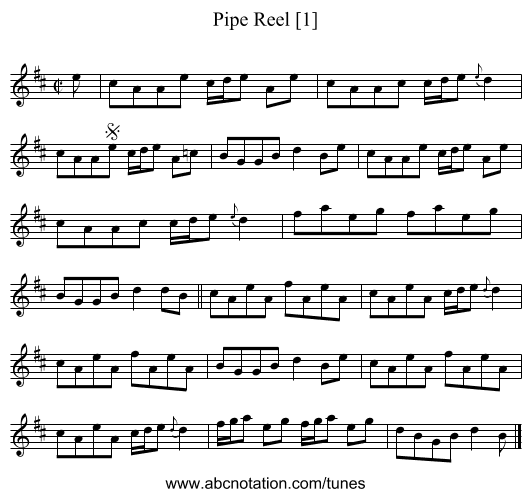 Pipe Reel [1] - staff notation