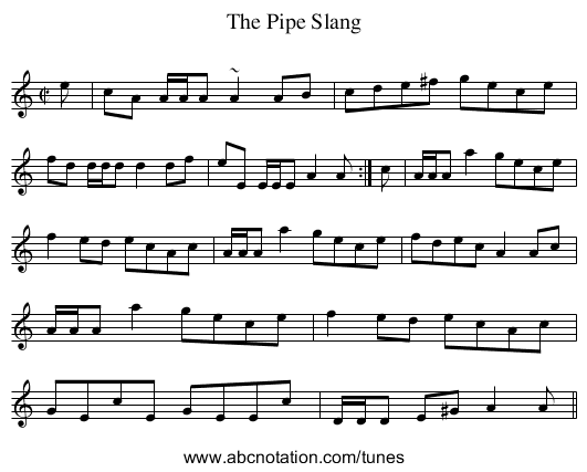 Pipe Slang, The - staff notation
