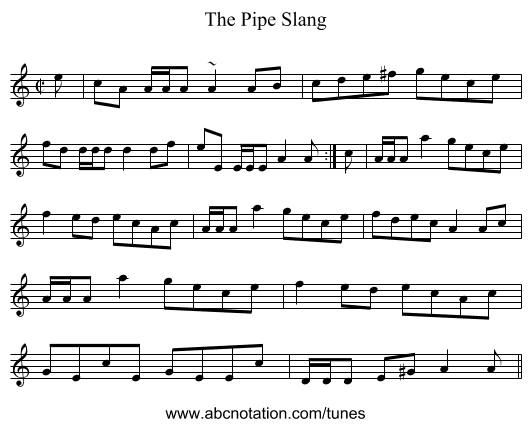 Pipe Slang, The - staff notation