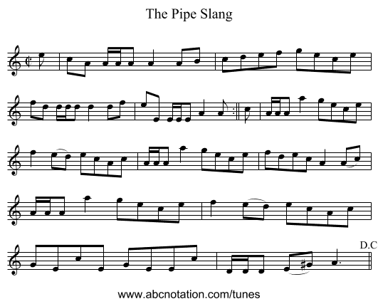 Pipe Slang, The - staff notation