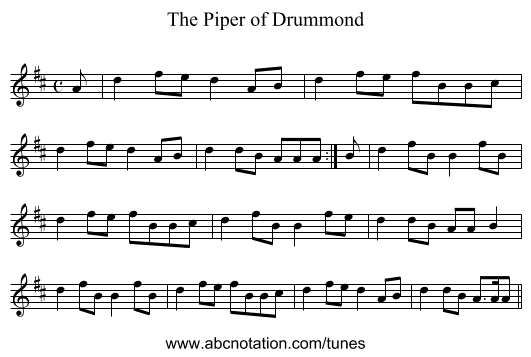 Piper of Drummond, The - staff notation