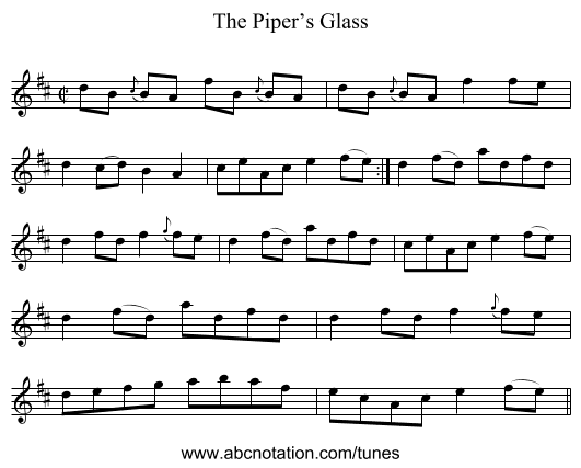 Piper’s Glass, The - staff notation