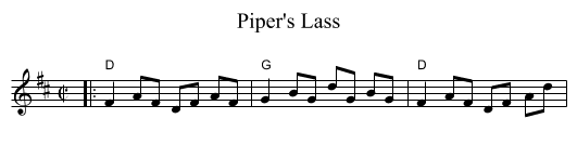 Piper's Lass - staff notation