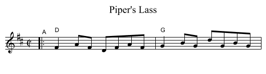 Piper's Lass - staff notation