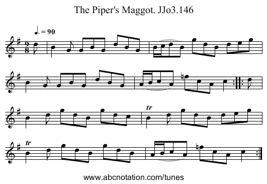 Piper's Maggot. JJo3.146, The - staff notation