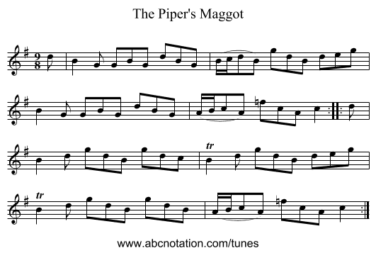 Piper's Maggot, The - staff notation