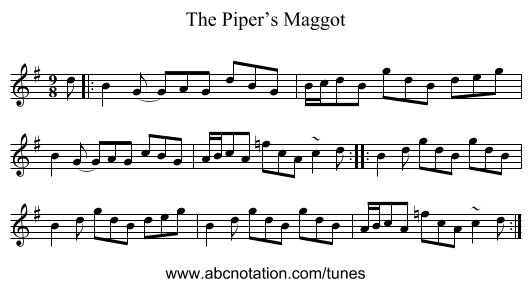 Piper’s Maggot, The - staff notation