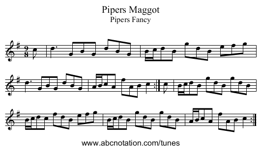 Pipers Maggot - staff notation