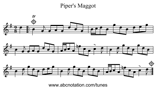 Piper's Maggot - staff notation