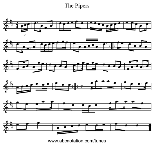 Pipers, The - staff notation