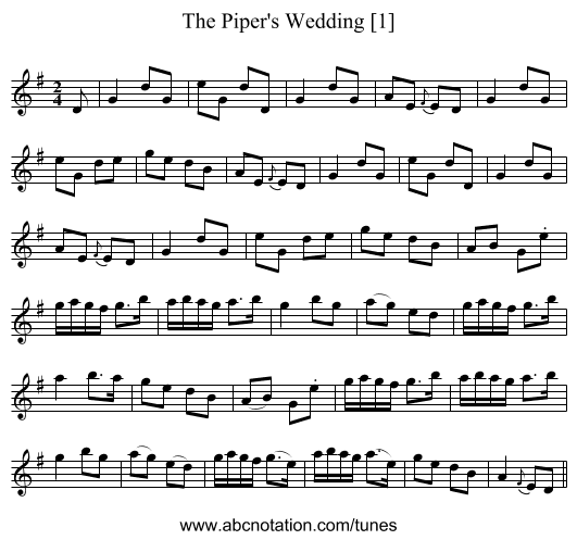 Piper's Wedding [1], The - staff notation
