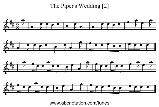 Piper's Wedding [2], The - staff notation