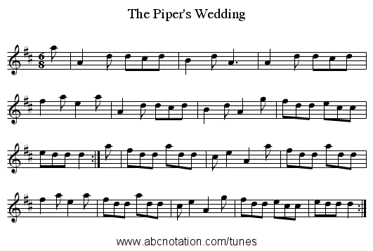 Piper's Wedding, The - staff notation