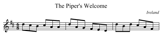 Piper's Welcome, The  - staff notation