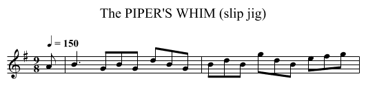 PIPER'S WHIM (slip jig), The - staff notation