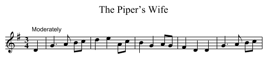Piper’s Wife, The - staff notation